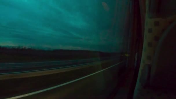 Hırvatistan Günbatımında Otobanda Otobüs Yolculuğu — Stok video