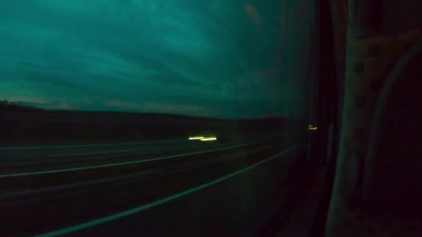 Bus Ride Highway Trough Croazia Campagna Tramonto — Video Stock