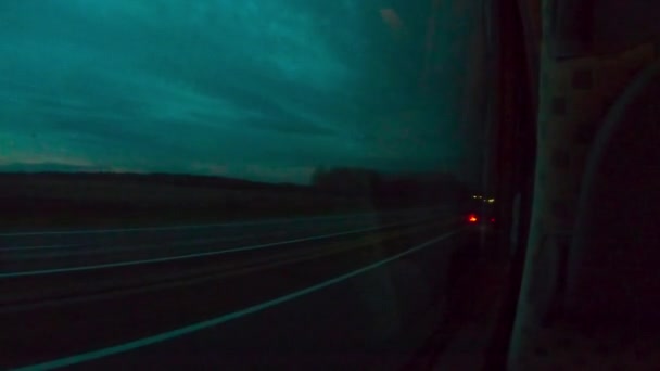 Bus Ride Sur Une Autoroute Travers Croatie Campagne Coucher Soleil — Video