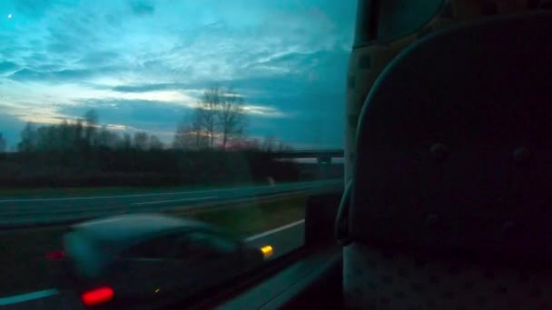 Autobuz Plimbare Autostradă Prin Croația Apusul Soarelui — Videoclip de stoc