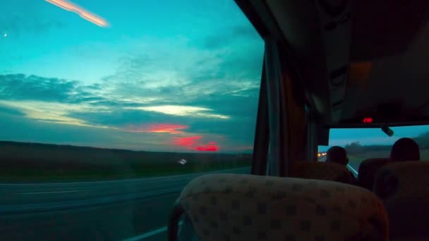 Bus Ride Highway Trough Croazia Campagna Con Bellissimo Cielo Blu — Video Stock