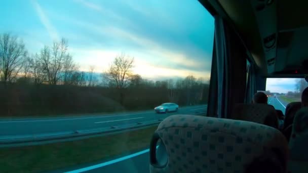 Bus Ride Highway Trough Croatia Countryside Beautiful Blue Sky — Stock Video