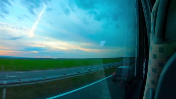 Bus Ride Highway Trough Croatia Countryside Beautiful Blue Sky — Stock Video
