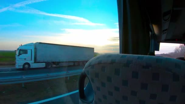 Bus Ride Highway Trough Croacia Campo Con Hermoso Cielo Azul — Vídeo de stock