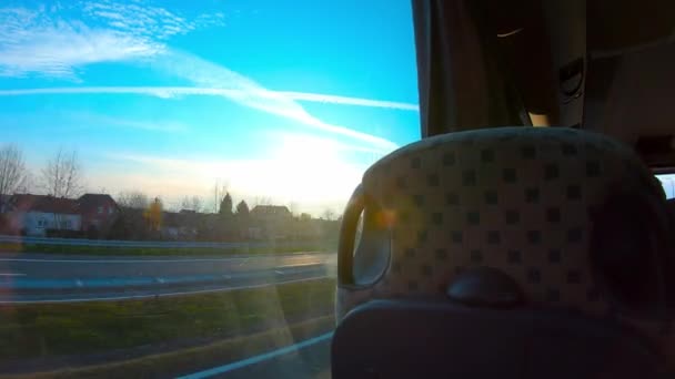 Busfahrt Auf Einer Autobahn Durch Kroatien Landschaft Mit Schönem Blauen — Stockvideo