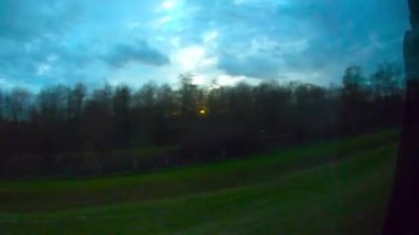 Hırvatistan Kırsalında Otoyolda Günbatımında Otobüs Yolculuğu