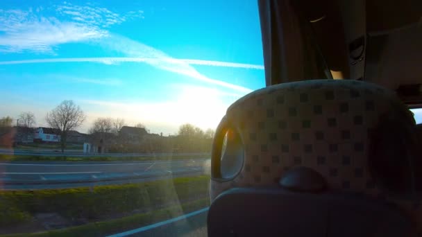 Jízda Autobusem Dálnici Koryto Chorvatsko Venkov Krásným Modrým Nebem — Stock video