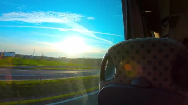 Bus Ride Highway Trough Croazia Campagna Con Bellissimo Cielo Blu — Video Stock