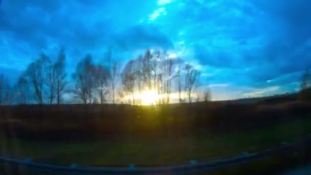Jazda Autobusem Zachodzie Słońca Autostradzie Koryta Chorwacja Peryferie — Wideo stockowe