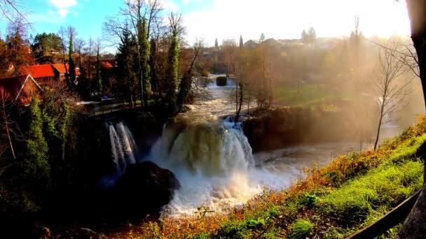 Stora Vattenfall Och Hisnande Natur Rastoke Kroatien — Stockvideo