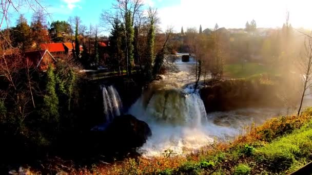 Großer Wasserfall Und Atemberaubende Natur Rastoke Kroatien — Stockvideo