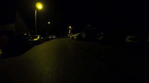 Fahrradtour Durch Die Straßen Zagreb Kroatien Bei Nacht — Stockvideo