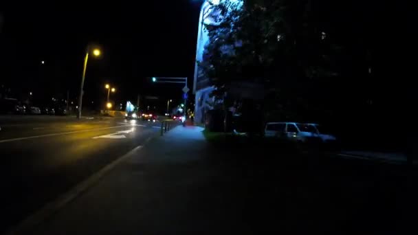 Bicycle Ride Trough Streets Zagreb Croatia Night — Stock Video