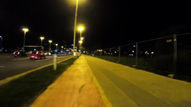 Sepeda Ride Trough Streets Zagreb Croatia Pada Malam Hari — Stok Video