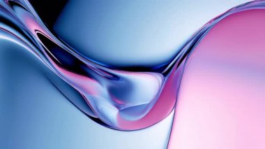Bu büyüleyici soyut tasarım pembe ve mavi tonlarda pürüzsüz, dalgalı kıvrımlar sergiliyor.