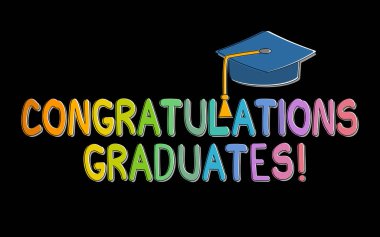 Vector illustration of hand drawn text of Congratulations graduates concept.