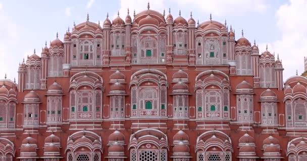 Exterior Architecture Hawa Mahal Jaipur India Known Palace Winds — Stockvideo