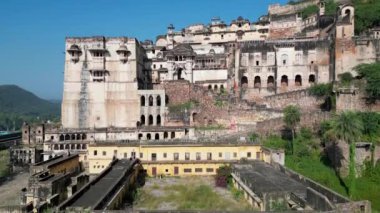 Front view of Garh Palace situated in Bundi town, Rajasthan state in India.