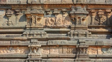 Close up view of the sculpture on remnants of Hampi ruins in Karnataka, India.
