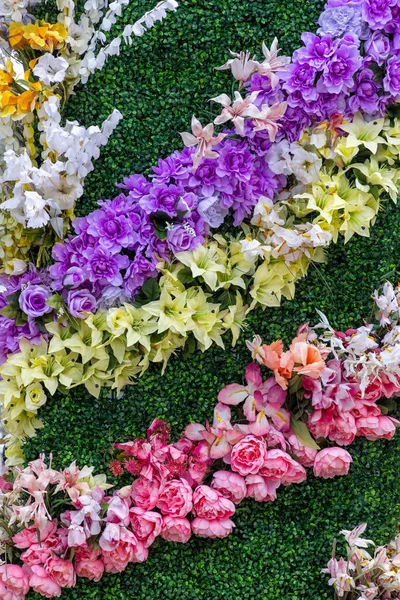 Vue Rapprochée Décoration Fleurs Artificielles Colorées — Photo