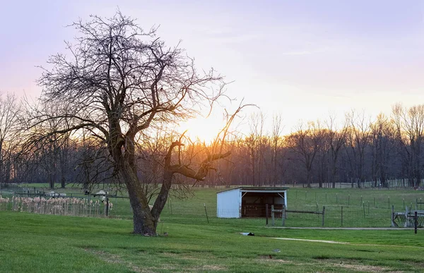 Scenic Farm Landscape Twilight Michigan — Stock Photo, Image