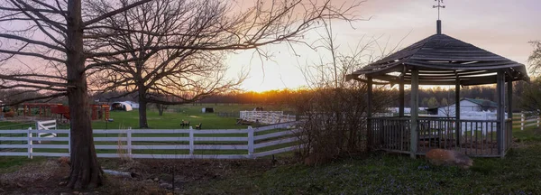 Панорамний Вид Мальовничий Пейзаж Сільського Господарства Мічигані Під Сутінками — стокове фото