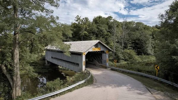 Historic Doyle road Covered bridge in Ashtabula county, Ohio, USA.