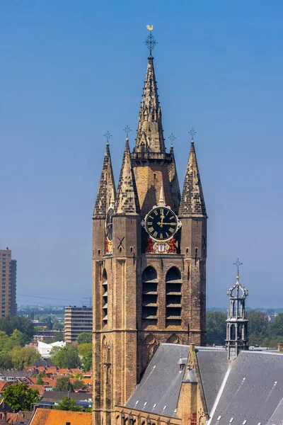 Oude Kerk Jest Zabytkowym Kościołem Delft Holandia Jest Metrowa Wieża — Zdjęcie stockowe