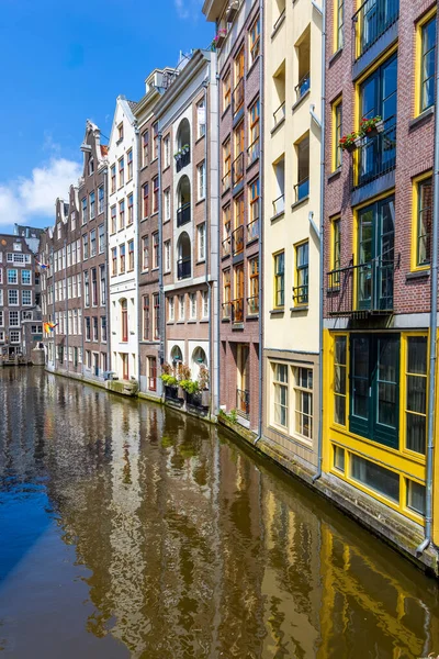 Tall Colorful Row Homes Historic Amsterdam City Center — Stock Photo, Image