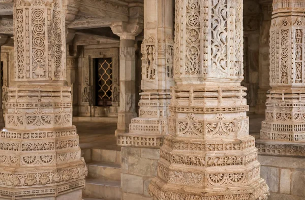 Detail Komplizierte Architektur Des Historischen Jain Tempels Ranakpur Rajasthan Indien — Stockfoto
