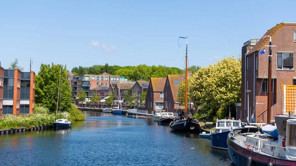 Scenic View Enkhuizen City Canal Dutch Homes Netherlands — Stock Photo, Image