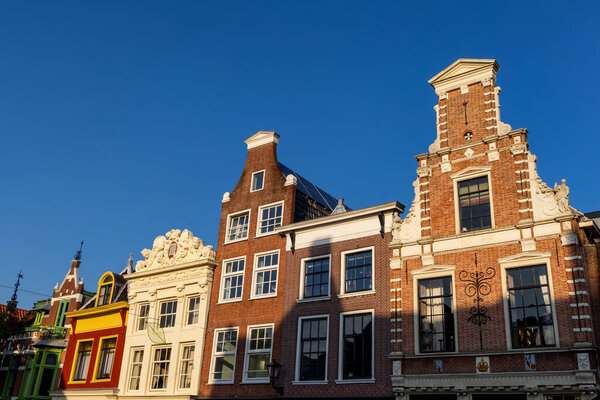 Typical Dutch style houses at Hoorn city in Netherlands.