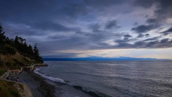 Cielo Nublado Costa Del Pacífico Estado Washington Durante Atardecer — Foto de Stock