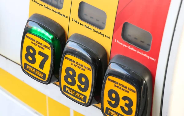Different Octane Rating Selection Buttons Gas Pump — Stock Photo, Image