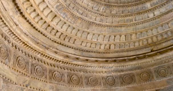 Ιστορική Jain Ναός Λεπτομέρεια Αρχιτεκτονική Οροφής Ranakpur Rajasthan Ινδία Χτίστηκε — Αρχείο Βίντεο