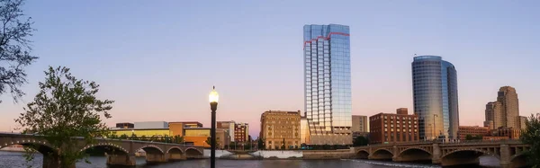 Panoramic view of Downtown, Grand Rapids in twilight, Second largest city in Michigan state.