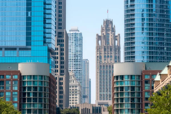 Високі Скляні Хмарочоси Зовнішній Вигляд Центрі Чикаго — стокове фото