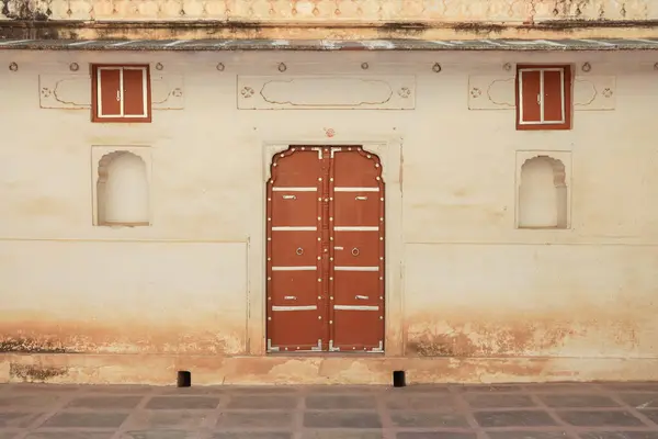 Ancienne Porte Entrée Vintage Fort Jaipur Amber Dans Rajasthan — Photo