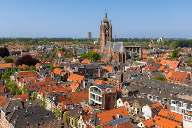 Delft, Hollanda - 12 Mayıs 2023: Hollanda 'daki Eski Delft belediye binasının Rönesans tarzı binası.