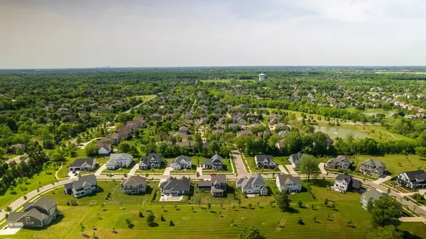 Aerial Top View Houses Neighborhood Columbus Ohio Drone Shot — Stock Photo, Image