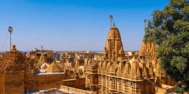 Panoramic view of Chandraprabhu Temple is an exemplary Jain temple built in the 16th century, Jaisalmer, india. clipart