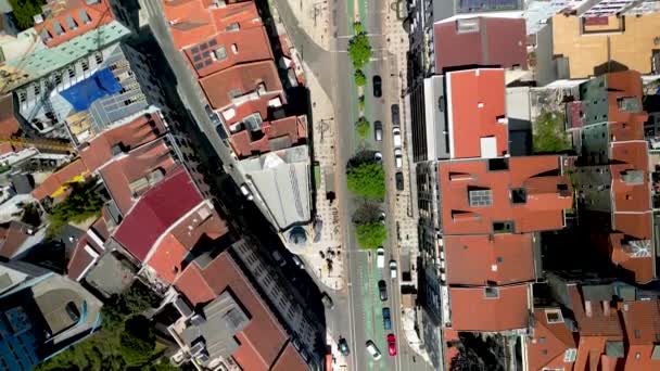 Lisbon Portugal April 2024 Aerial View Historic Red Roof Buildings — Stock video