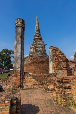 Wat Maha 'nın tarihi kalıntıları Ayutthaya şehrindeki tapınak, Tayland.