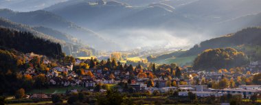 Panoramic view of Haslach im Kinzigtal is a small city in the Black Forest in the district Ortenaukreis, Black forest, Germany. clipart
