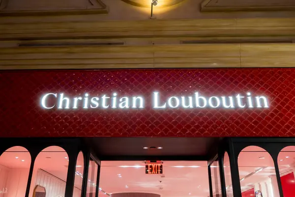 stock image LAS VEGAS, NV, USA  05, JULY, 2024 Signage of Christian Louboutin, luxury Fashion ware and beauty product brand at store front view on Las Vegas strip, Nevada..