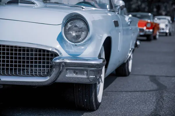 stock image Vintage cars in a row at famous annual Woodward dream cruise in Birmingham, Michigan.