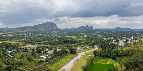 stock image Panoramic view of scenic landscape of Ram Nagar hills near Bangalore city in Karnataka, India.