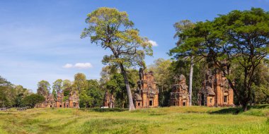 Historic Prasat Suor Prat and South Kleang. Siem Reap, Cambodia. Panoramic view. clipart