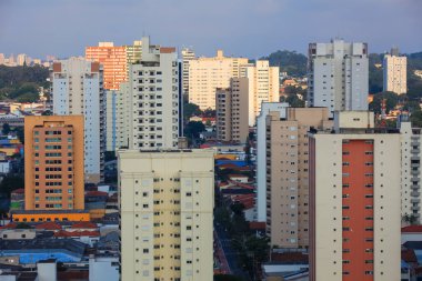 Tall apartment buildings in the city of Sao Paulo clipart