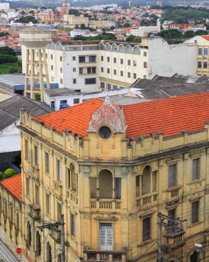 Historic yellow building in Sorocaba, Eighth largest city in Sao Paulo state, Brazil clipart